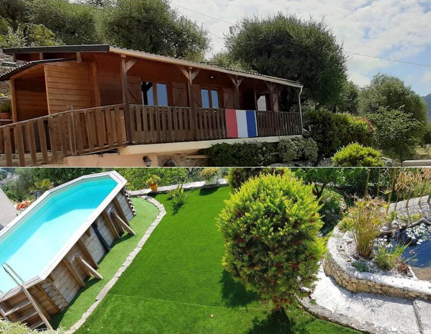 Le Chalet De La Pierreraie Cote D'Azur Piscine Terrasse Et Vue Mer Drap Exterior foto